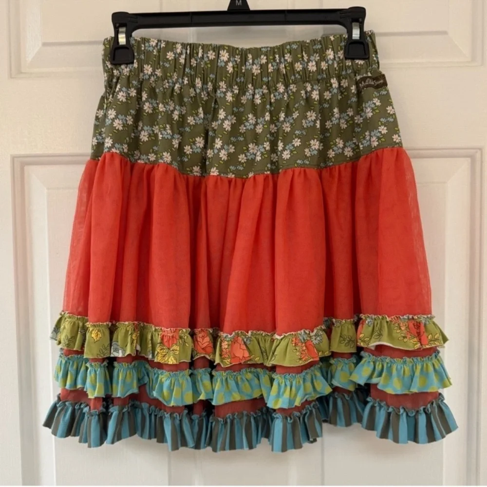Matilda Jane Girls Skirt. Colorful Full Skirt with Ruffles, size 14